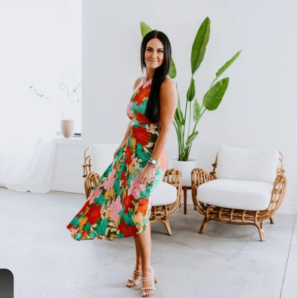 NWT Multicolor Rio Floral Pleated One Shoulder dress small $75 Dress Forum - Picture 6 of 12